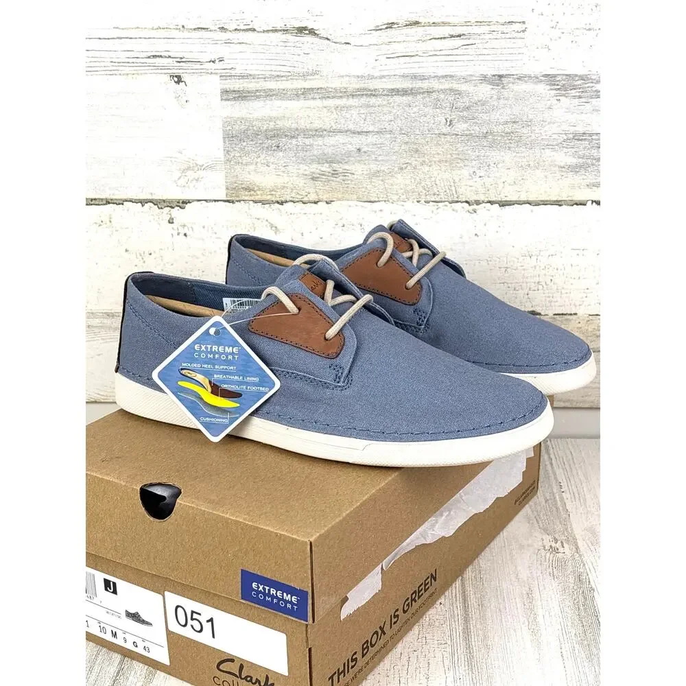 Clarks Men’s 10 Light Blue Gerald Tie Casual Lace Up Boat Shoes Loafers NEW